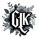 use gk letter, minimalistic and romantic tattoo design idea