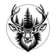 deer head with trees tattoo design idea