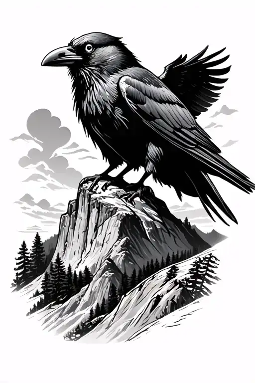 half dome yosemite raven tattoo design idea