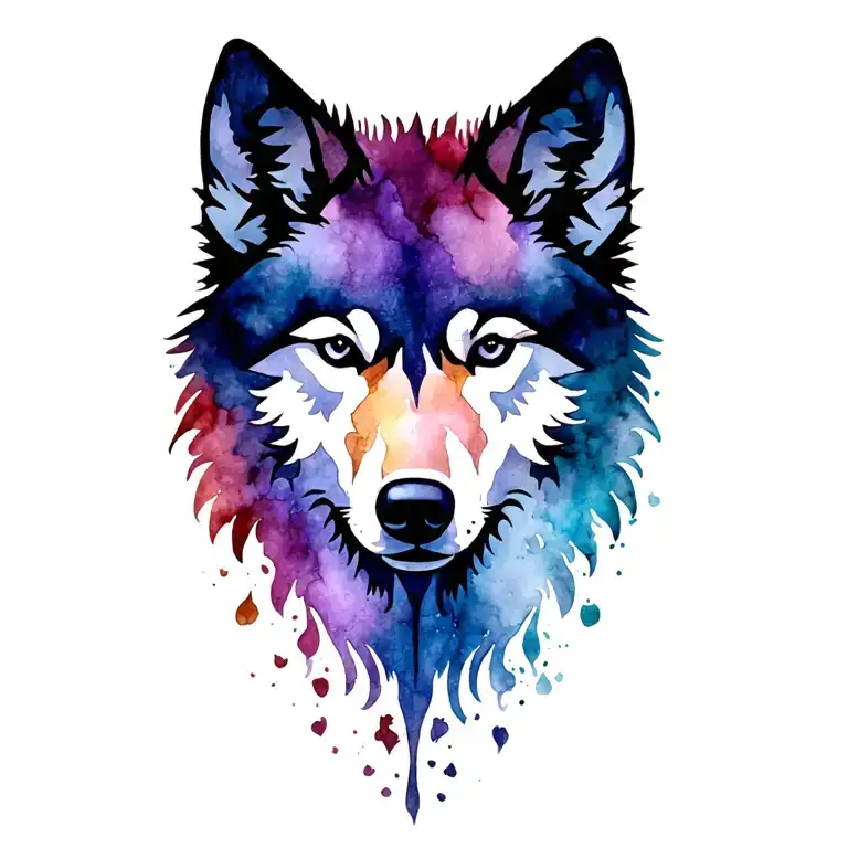 shadow wolf silhouette tattoo design idea
