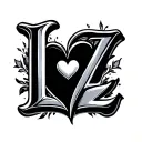 initials l.z with a heart shape tattoo design idea