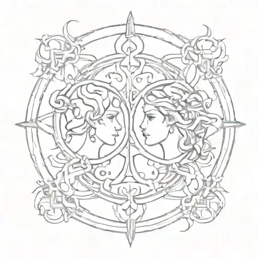 Gemini zodiac symbol tattoo design idea