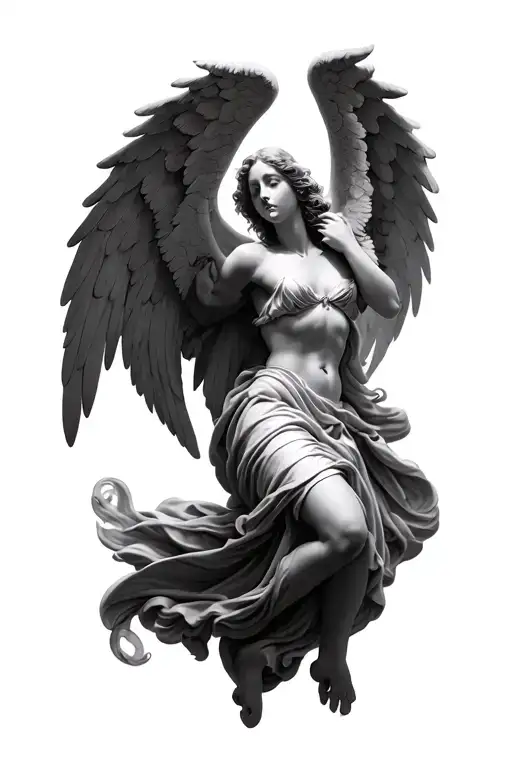 angel falling tattoo design idea