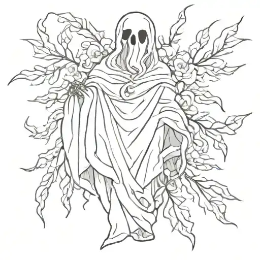 sheets ghost with a laurel tattoo design idea