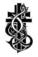 chi rho alpha and omega in a cross tattoo design idea