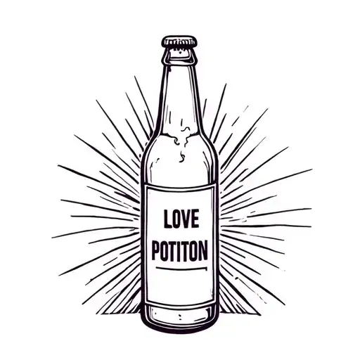beer bottle with the text love potion in the label tattoo design idea