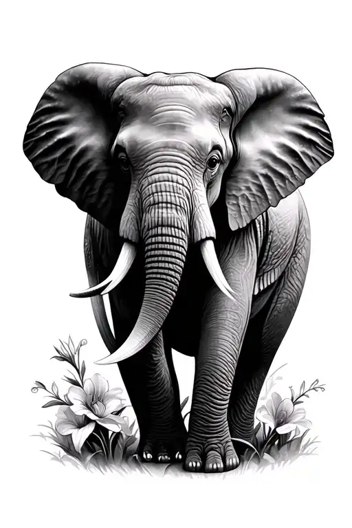 Elephant – to honour my grandma, who loved elephants. It represents memory, strength, and wisdom.	•	Gladiolus & Cosmos  tattoo design idea