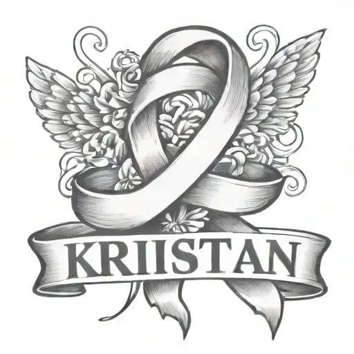 the name Kristin with cancer ribbon above kristin  tattoo design idea