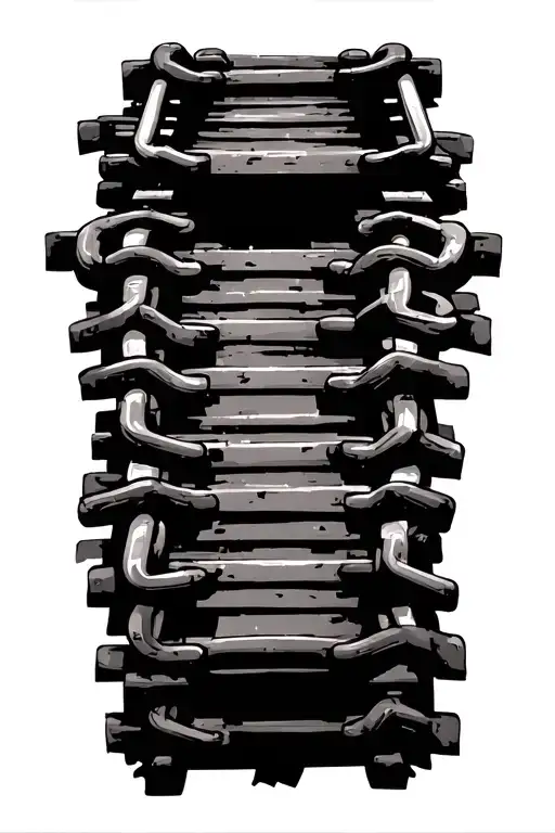 train track and chain forming beneath it representing tattoo design idea