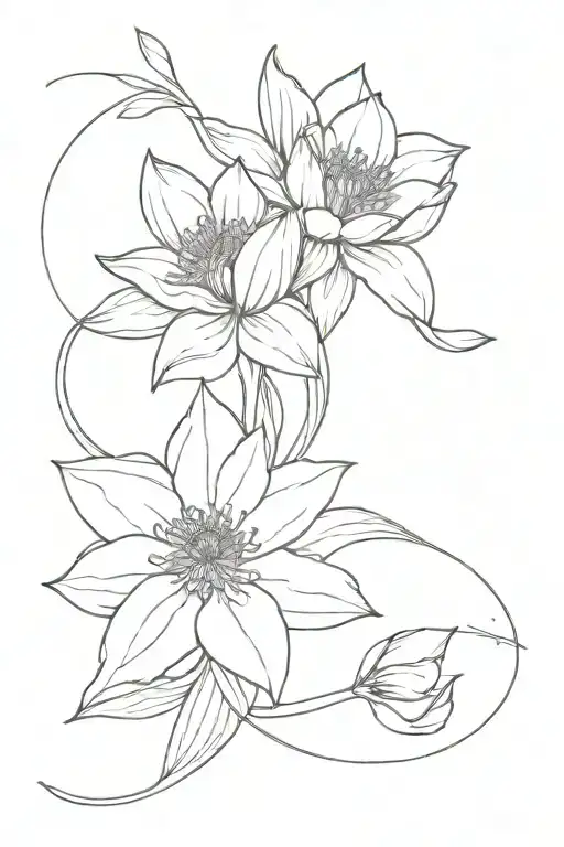 narcissus flower water lily chrysanthemum flower rose bouqet tattoo design idea