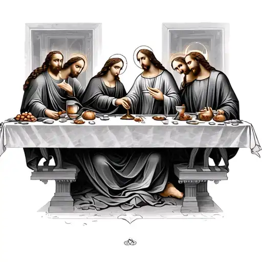 last supper of Jesus and the Virgin Mary tattoo design idea