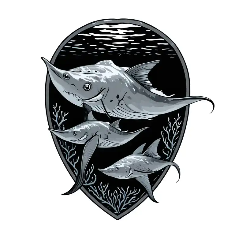 sting ray and mana ray swimming tattoo design idea