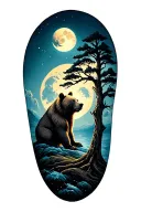 men half sleeve tree bear moon tattoo design idea