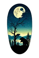 men half sleeve tree bear moon tattoo design idea