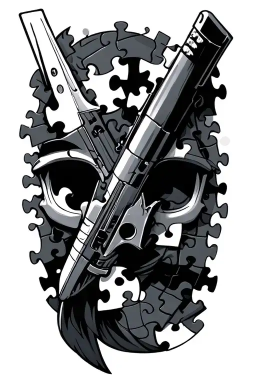 Jet made of puzzle pieces tattoo design idea