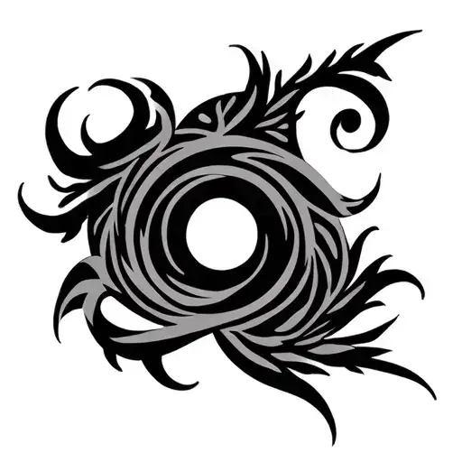 circle within a circle three times with a tribal design  tattoo design idea