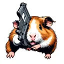 guinea pig holding a pistol tattoo design idea