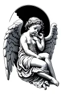war , immigrant poor prison cheated aborted baby angel tattoo design idea