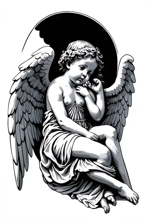 war , immigrant poor prison cheated aborted baby angel tattoo design idea