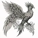 phoenix Representing rebirth and resilience, a phoenix with an abstract or geometric design with flower tattoo design idea