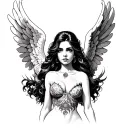 sexy girl angel big titties tattoo design idea