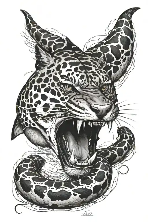 tiger snake shark tattoo design idea