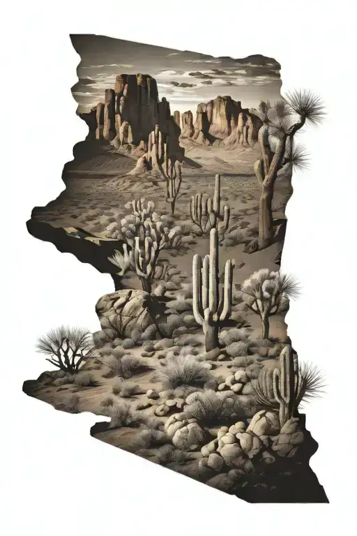 Arizona desert scene tattoo design idea