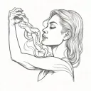 Girl with snake smoke on fire in microrealism style tattoo design idea