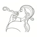 Girl with snake smoke on fire in microrealism style tattoo design idea
