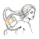 Girl with snake smoke on fire in microrealism style tattoo design idea