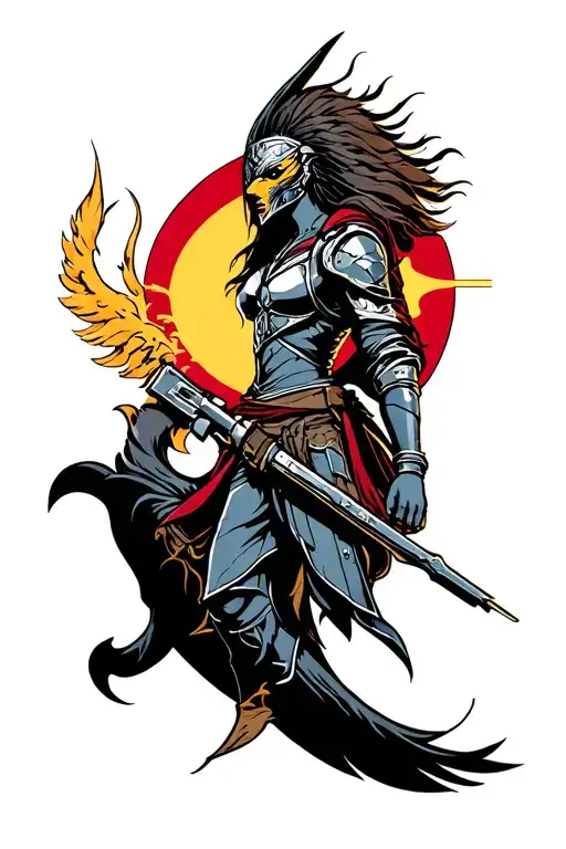 "Design a symbolic tattoo of a fearless digital warrior, born under the stars on September 2, 1994, at 7:20 PM. A powerf tattoo design idea