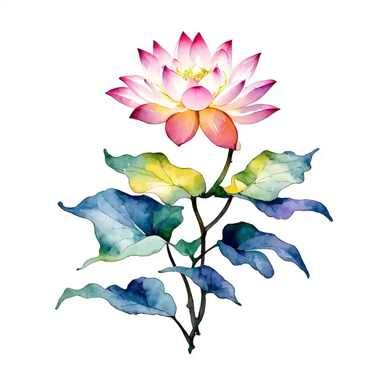 lotus flower growing tattoo design idea
