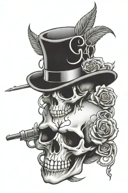 guns n roses skull child resilience tattoo design idea