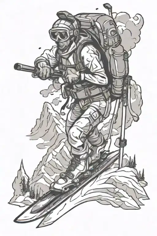 adventure seaker, ski, scuba, hiking tattoo design idea