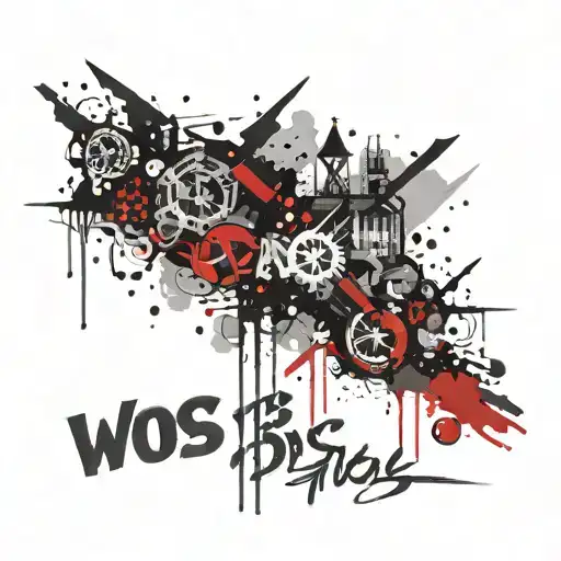 Word "WOS" gothic and dark style tattoo design idea