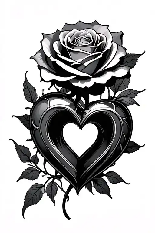 Infinity heart rose intertwined tattoo design idea