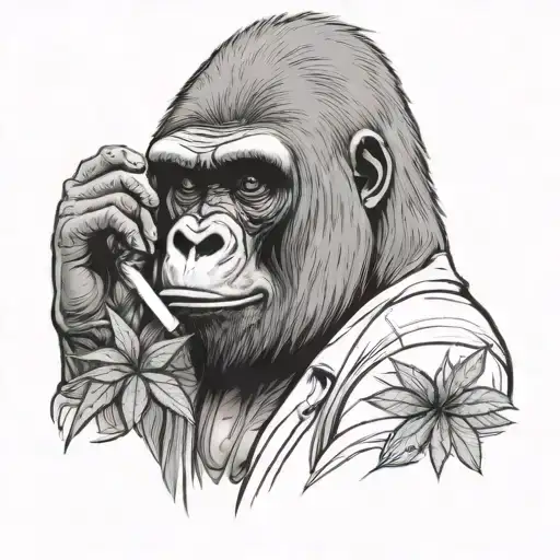 gorilla smoking weed tattoo design idea