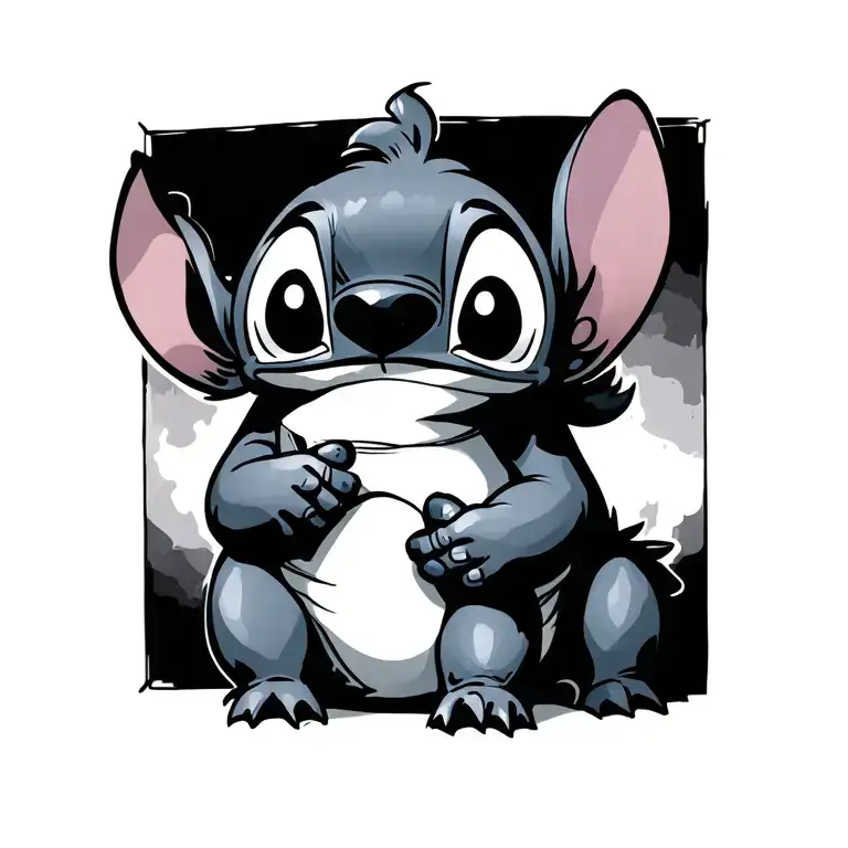 Hey i need a tatto, I want it to be stich from lillo and stich I want him to be Hugging lillos doll like he does in  tattoo design idea
