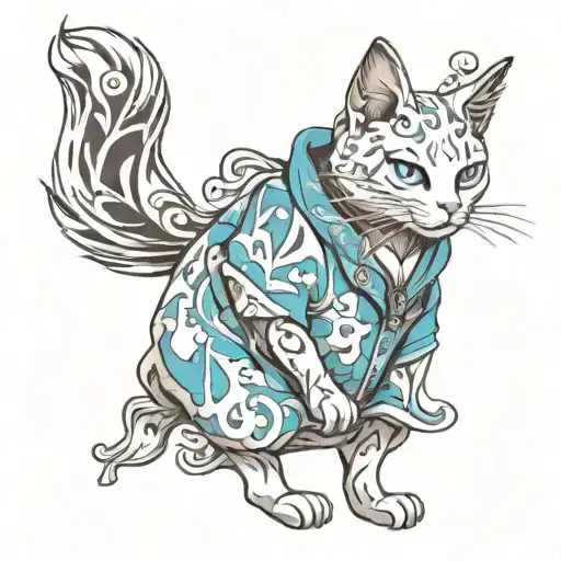 patronus cat in pokemon pajamas tattoo design idea