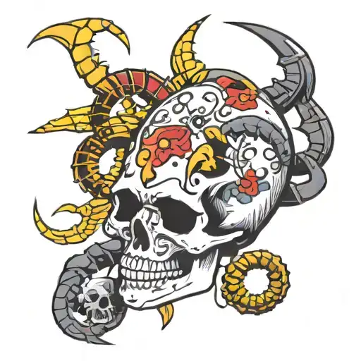 skull and scorpion   tattoo design idea