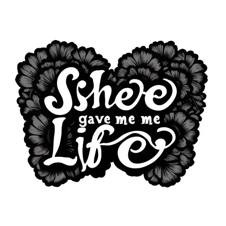 "She gave me life" floral patterns tattoo design idea