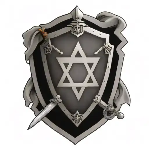shield with the Star of David and two sword tattoo design idea