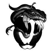 large snake with tongue sticking out next to half bitten apple tattoo design idea