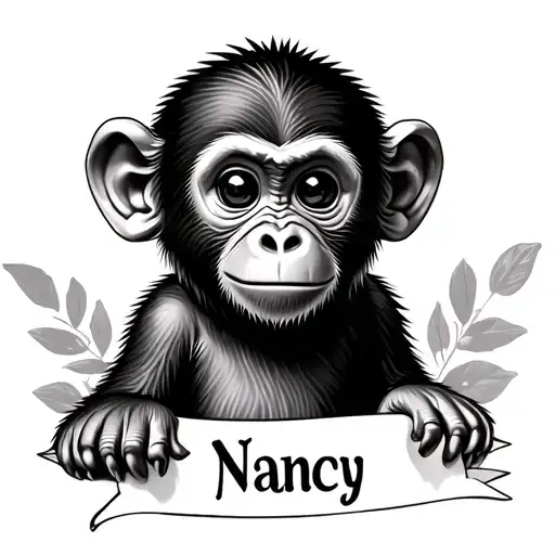 baby monkey that has the name Nancy by it  tattoo design idea