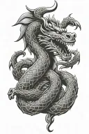 viking dragon with celtic knots for scales wrapping a hammer  tattoo design idea