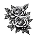 honeycomb pattern with roses and leaves intertwined tattoo design idea