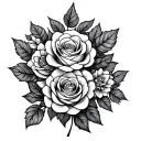 honeycomb pattern with roses and leaves intertwined tattoo design idea
