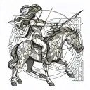 female centaur archer tattoo design idea