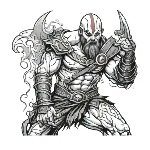 Bloody kratos god of war tattoo design idea