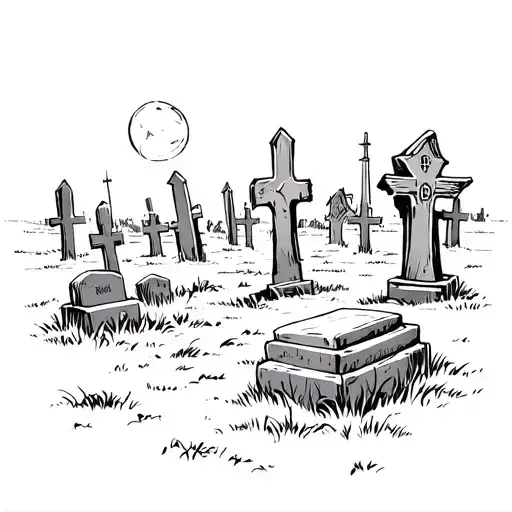 graveyard scene tattoo design idea